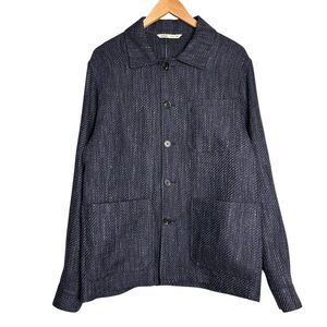 Maurizio Baldassari Jacket Men's M (EU 48) Piquet Knit Cardigan Silk Flax Navy